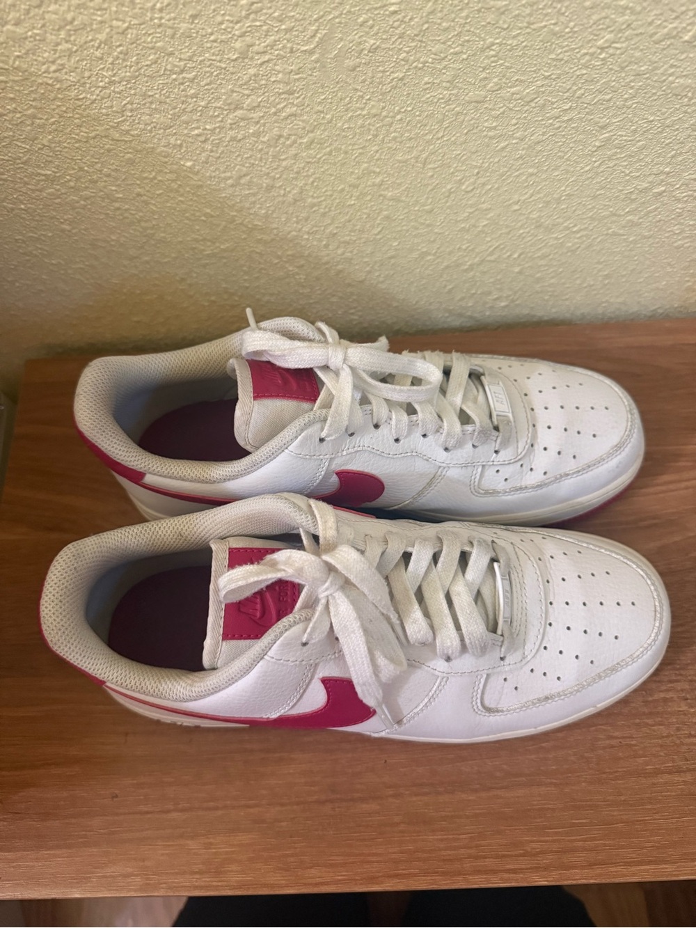 Women’s White and Pink Athletic Sneakers - Nike Air Force 1